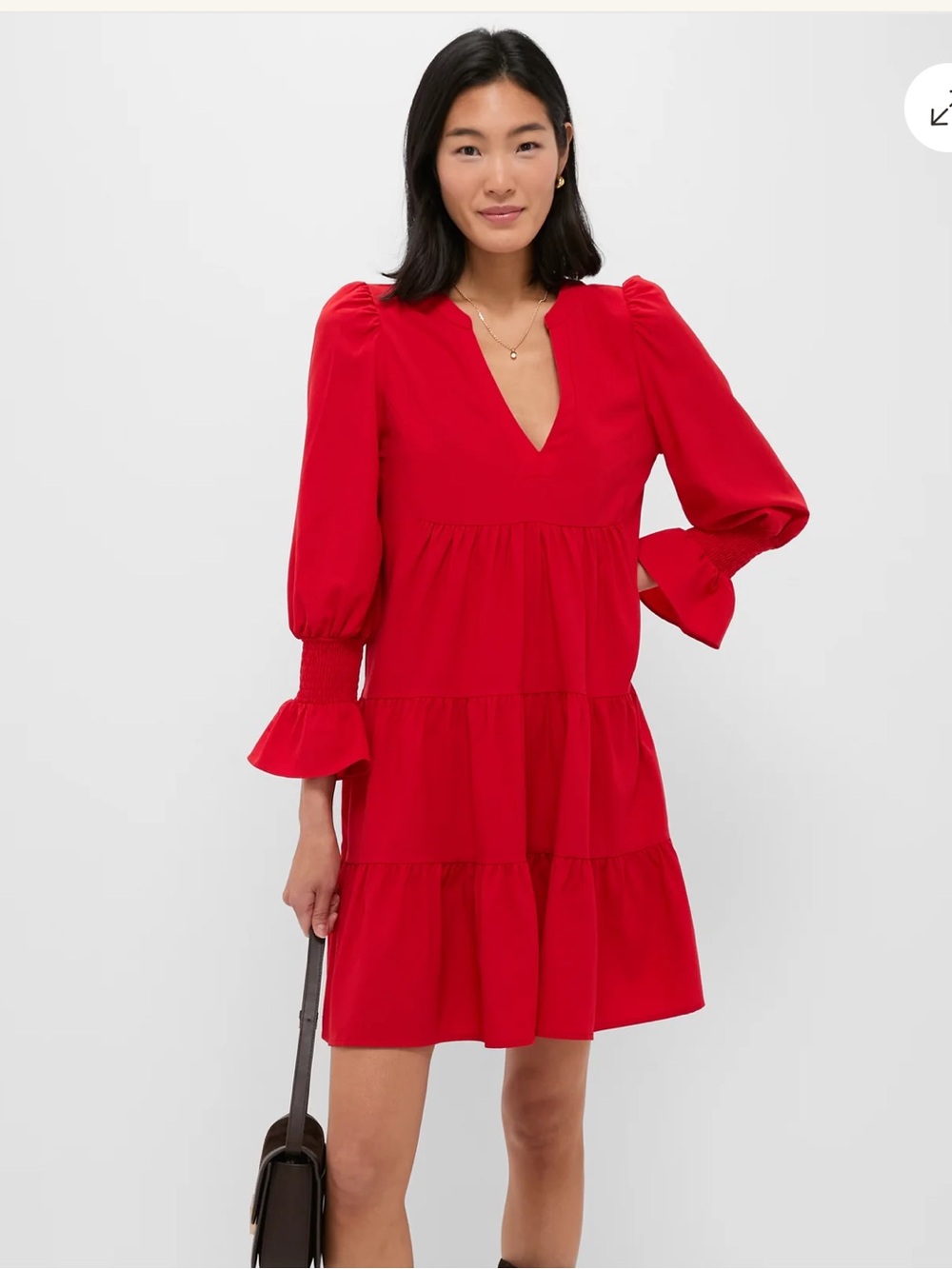Pomander Place red crepe kenzo tiered mini dress
